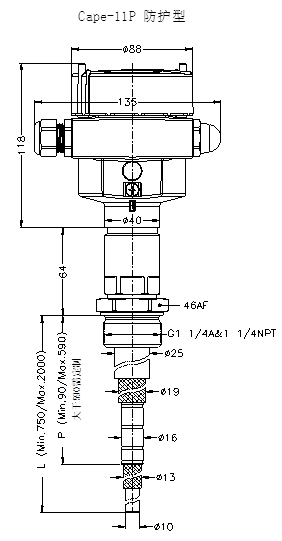 Cape-11P防護型射頻導(dǎo)納料位開關(guān)